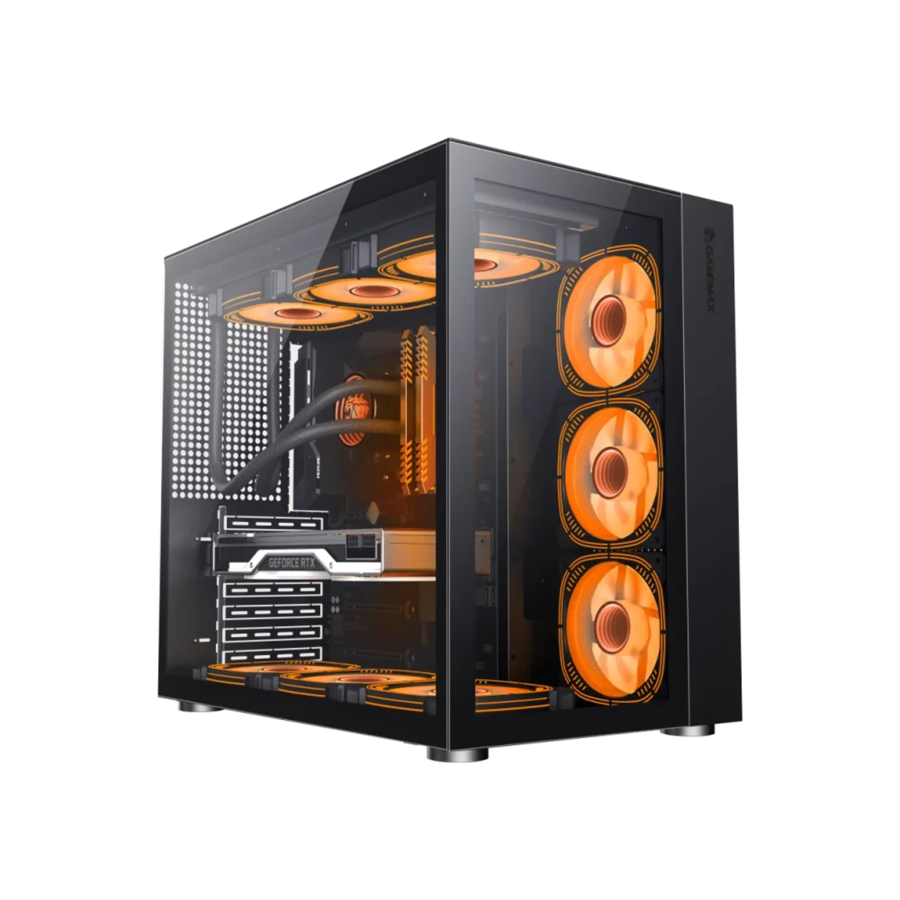 GameMax INFINITY BK ATX Mid Tower Tempered Glass, RGB Lighting, Modular Design Gaming Case - Black 4 GameMax INFINITY BK ATX Mid Tower Tempered Glass, RGB Lighting, Modular Design Gaming Case - Black thumbnail 4