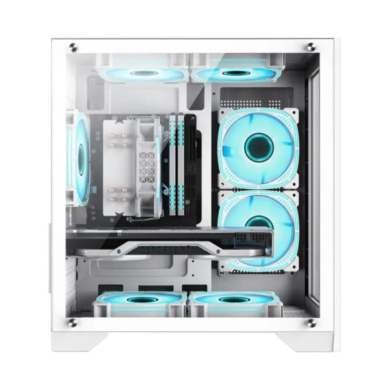 GameMax INFINITY Mini WH Supports 7 ARGB Fans 2*Tempered Glass - White 5 GameMax INFINITY Mini WH Supports 7 ARGB Fans 2*Tempered Glass - White thumbnail 5