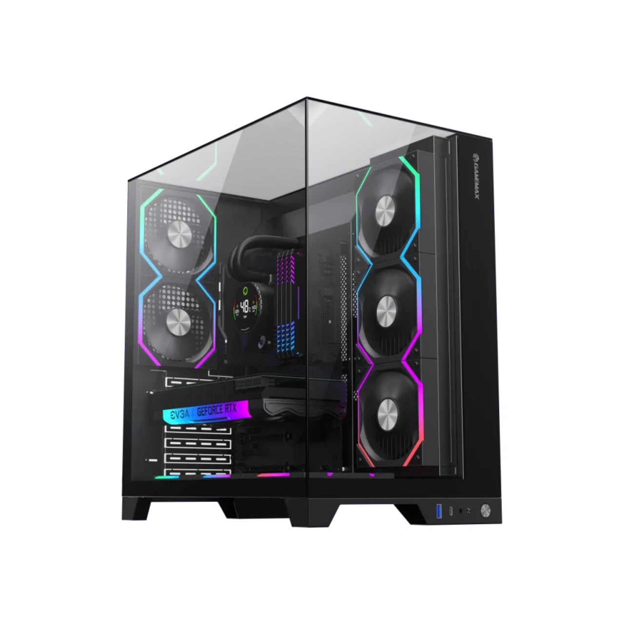 GameMax INFINITY PRO BK Panoramic Tempered Glass Mid-Tower Gaming PC Case - Black 5 GameMax INFINITY PRO BK Panoramic Tempered Glass Mid-Tower Gaming PC Case - Black thumbnail 5