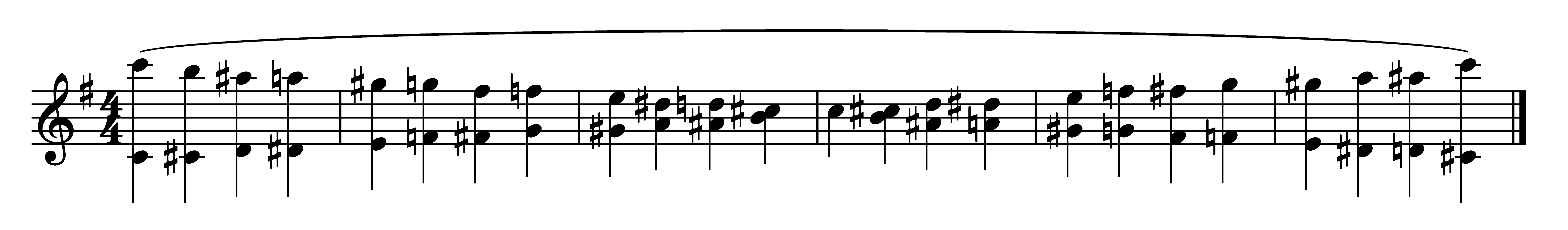 Sheet music with a long melodic line