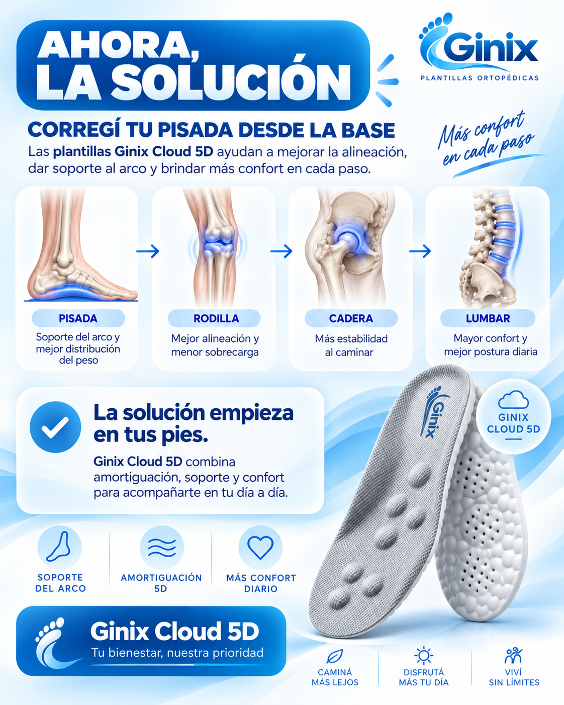 Soluci&oacute;n: plantilla Ginix dentro del calzado