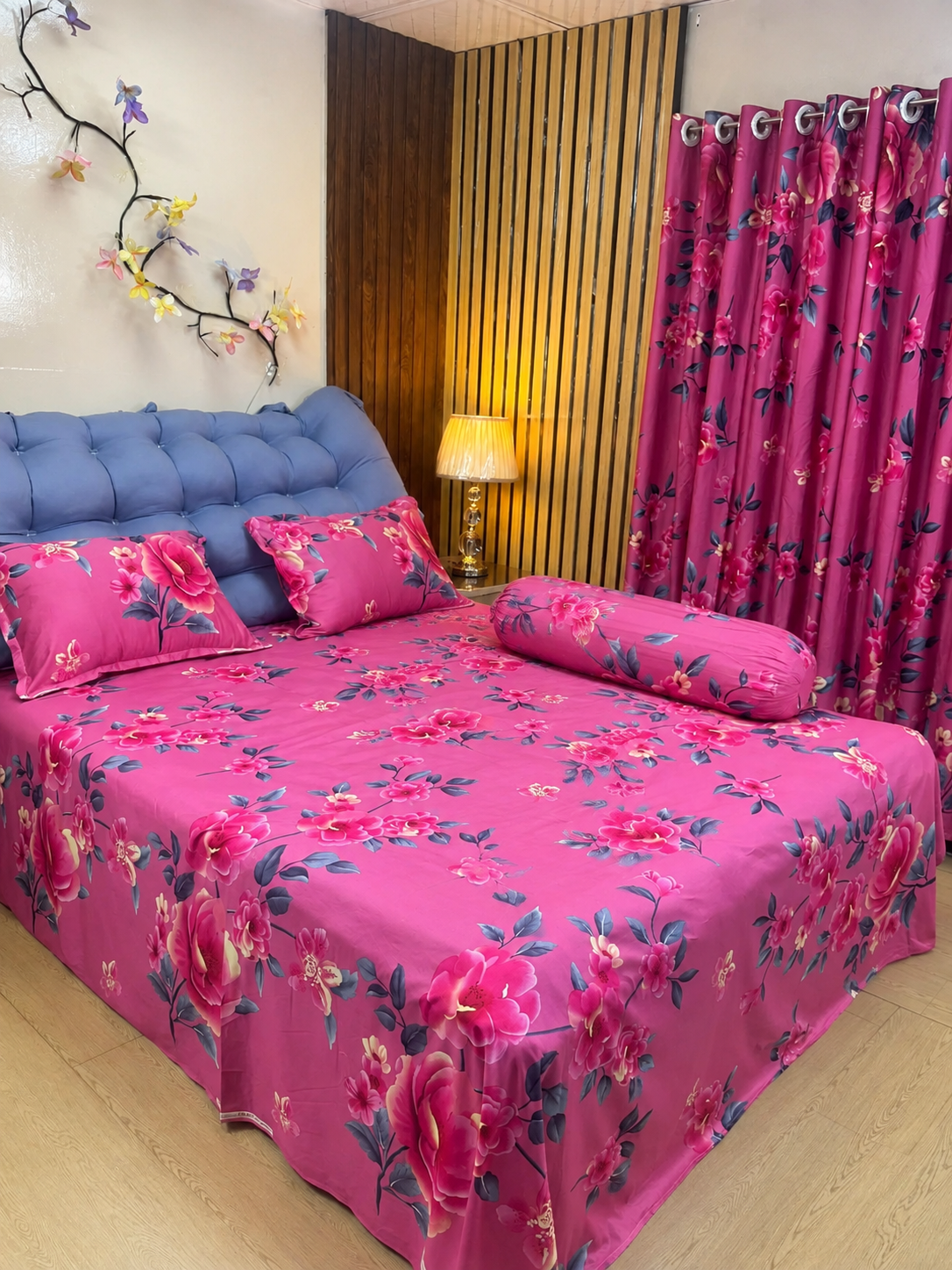 Twill Cotton King Size Bed Sheet – Pink Rose