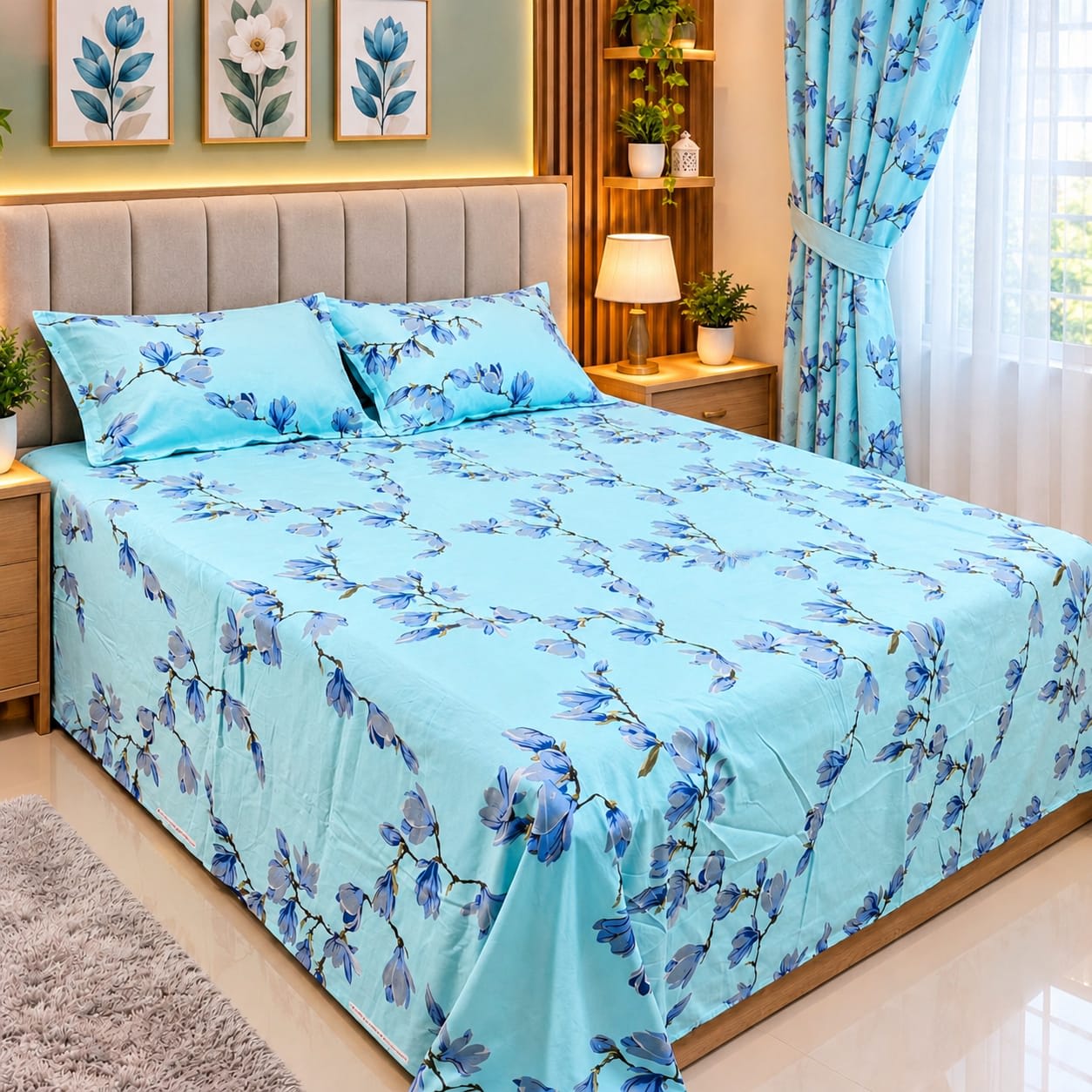 Twill Cotton King Size Bed Sheet – Beige Leopard