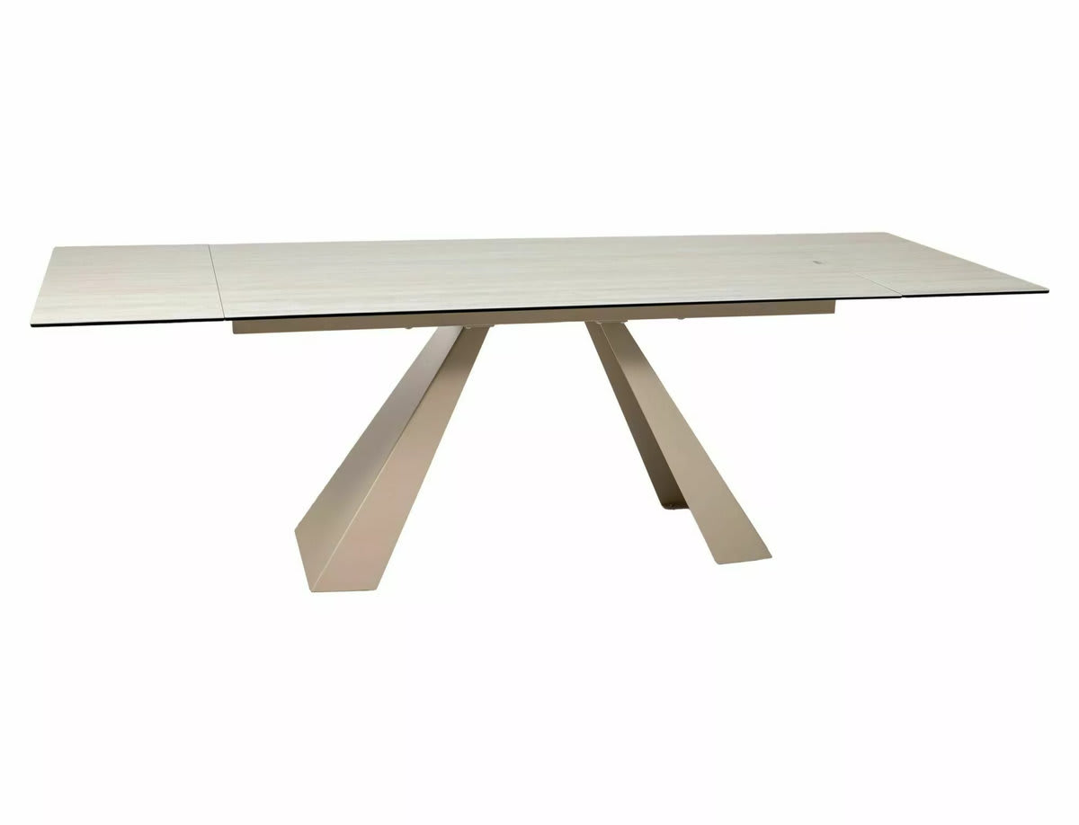Стол SALVADORE CERAMIC 160(240)*90 бежевый травертин/кашемир