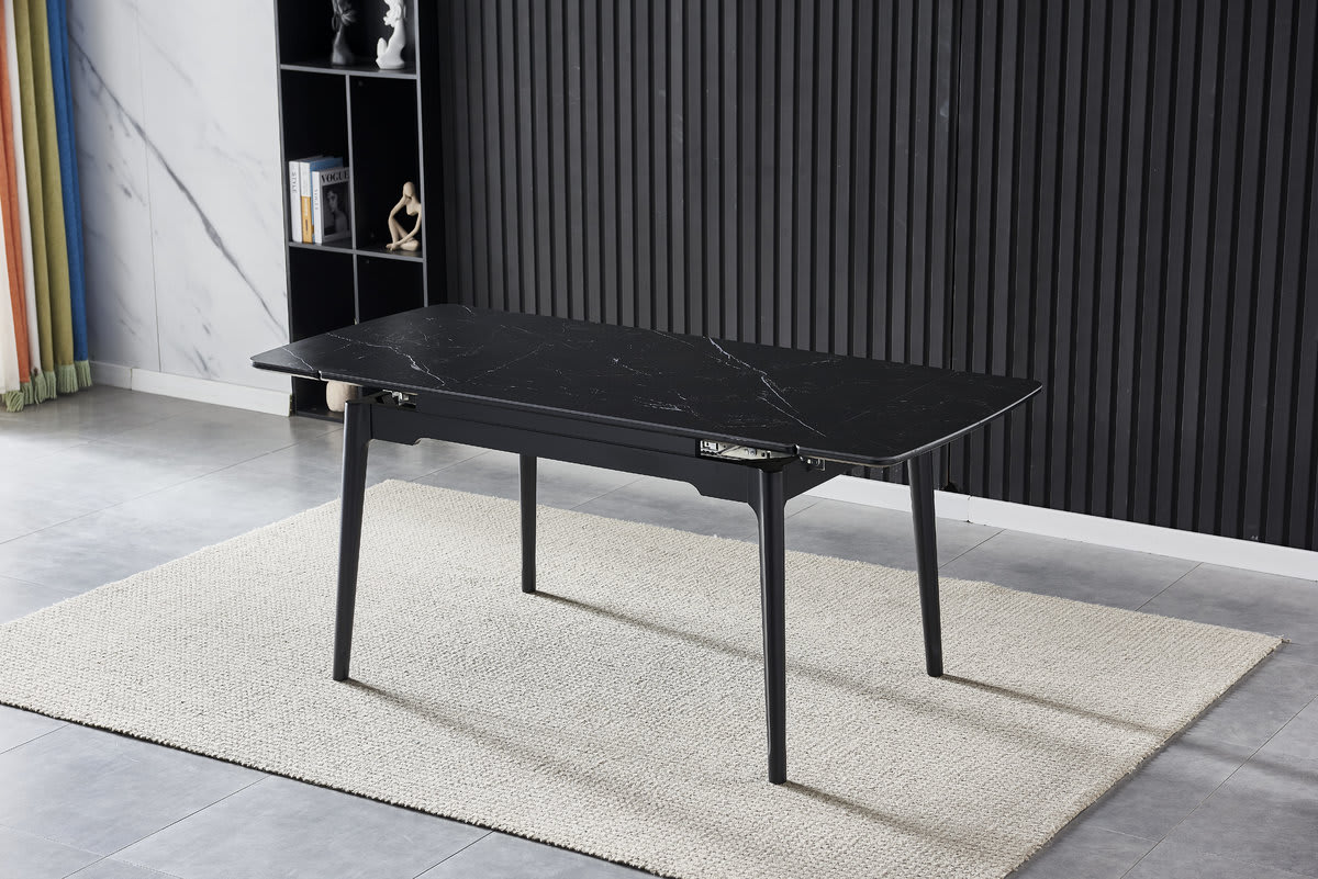 Стол BONN CERAMIC 130(180)*80 черный мат/черный каркас