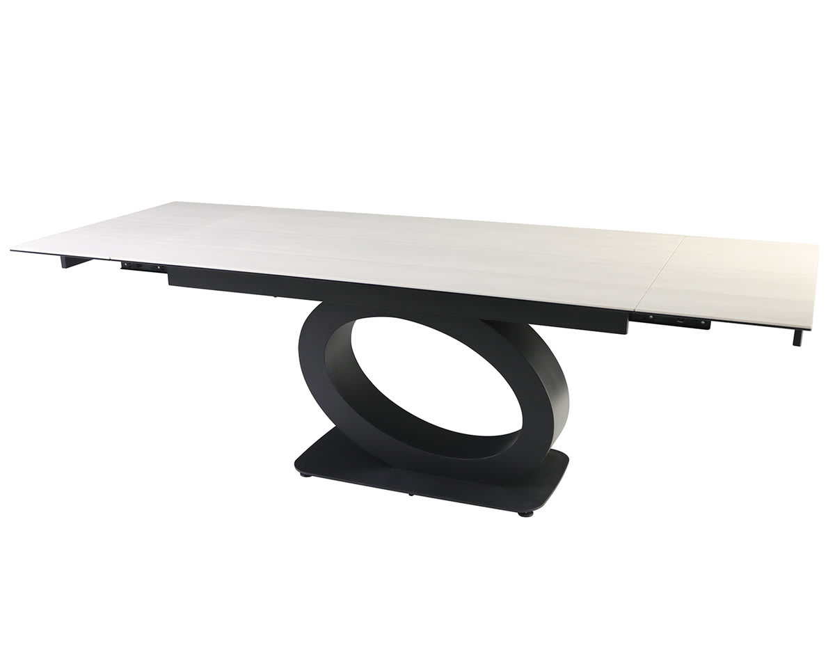 Стіл OVIDIO CERAMIC 160(240)*90 білий дуб/чорний каркас