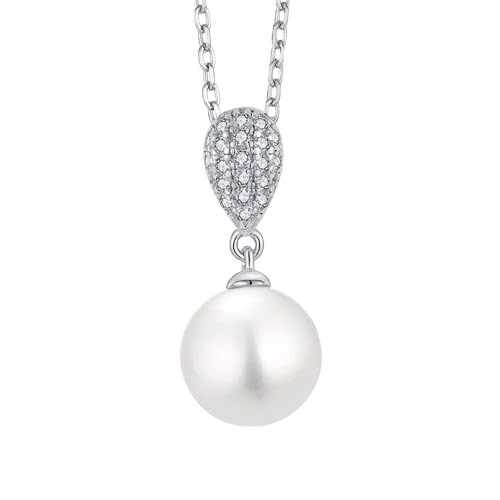 Pave Teardrop Pearl Pendant Necklace
