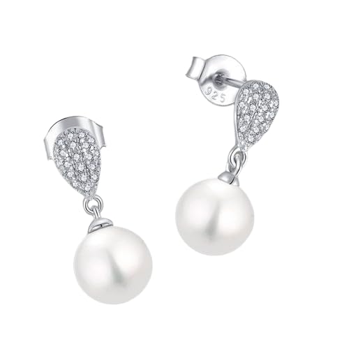 Pave Teardrop Pearl Studs
