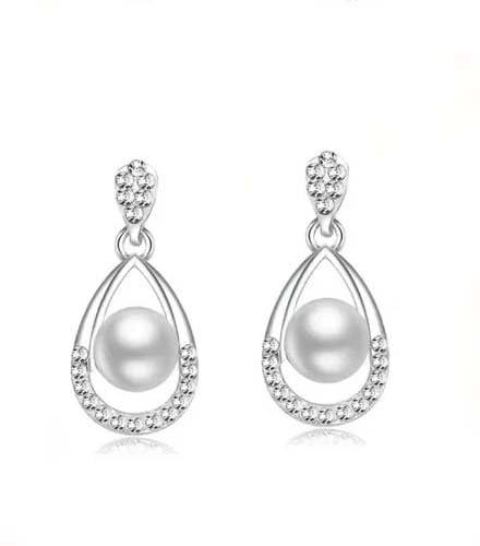 Teardrop Halo Pearl Earrings
