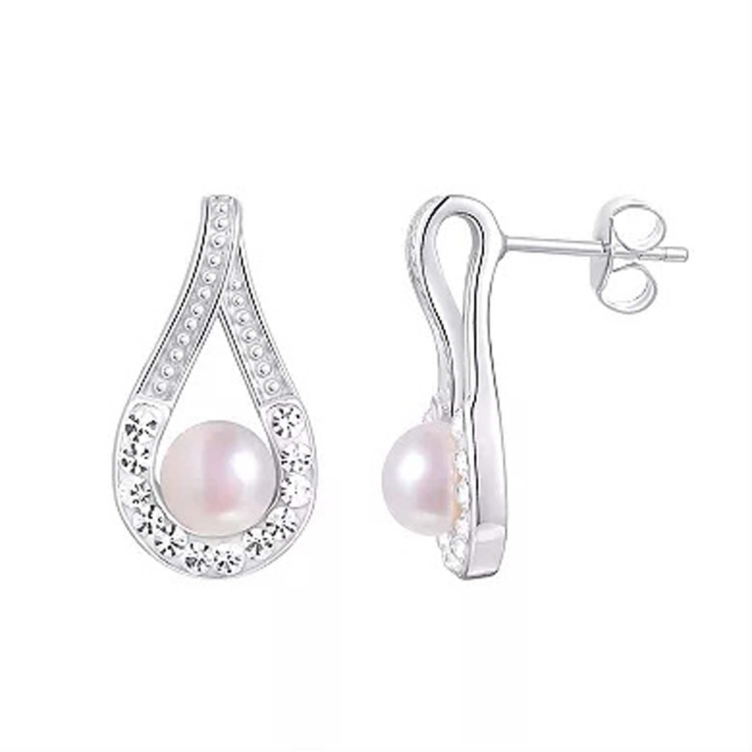 Crystal Teardrop Pearl Studs
