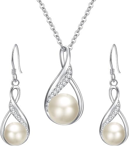 Twisted Pearl Drop Necklace & Earrings Set