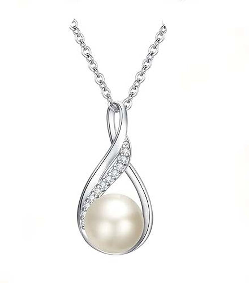 Twisted Pearl Drop Pendant Necklace