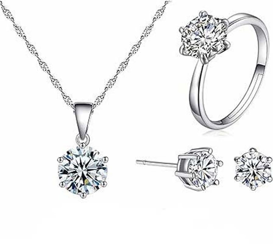 Swiss Zirconia Necklace, Ring & Earrings Set