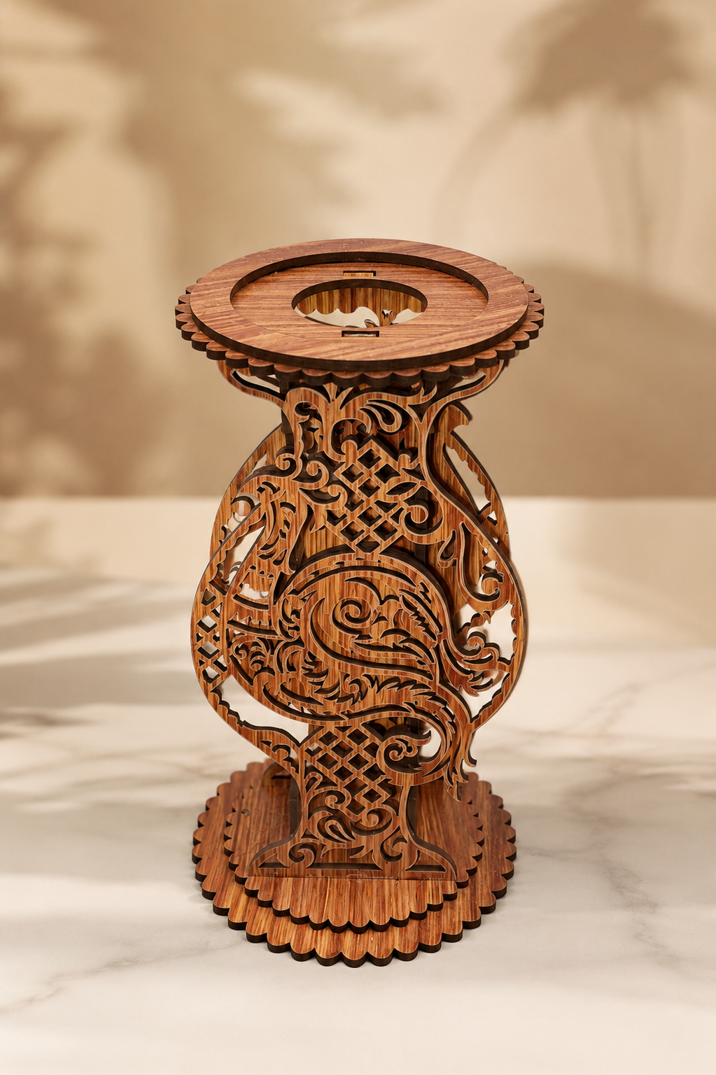 Ornate Wooden Candle Stand
