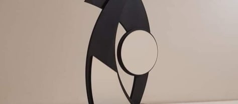 Abstract Swoosh Wooden Trophy with Circle