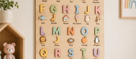 Alphabet Poster Wooden Wall Decor