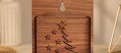 Christmas Tree Engraved Wooden Wall Mount Phone Stand