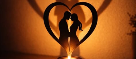 Couple Heart Silhouette Tealight Candle Holder