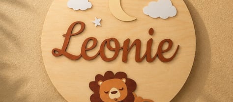 Cute Lion Wooden Name Sign