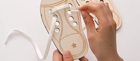 DIY Wooden Shoe Lacing Learning Toy