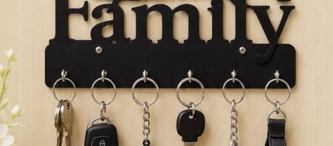 Family Wooden Key Holder with Bird Design