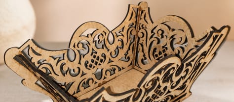 Filigree Wooden Serving Basket