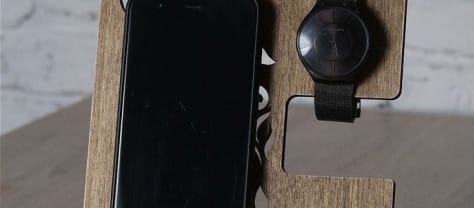 Floral Cutout Wooden Phone and Watch Docking Stand