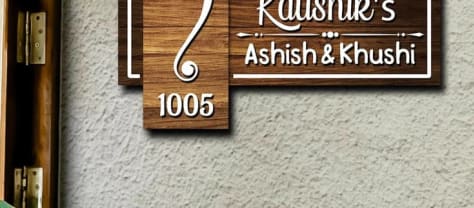 Ganesha Layered Wooden House Nameplate