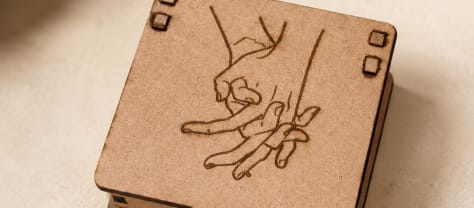 Holding Hands Engraved Wooden Gift Box