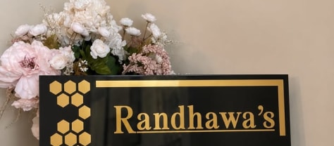 Honeycomb Pattern Wooden House Nameplate