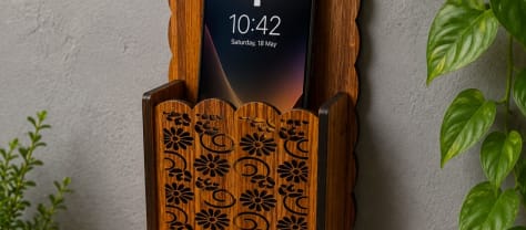 Wooden Wall Mounted Mobile Charging Holder