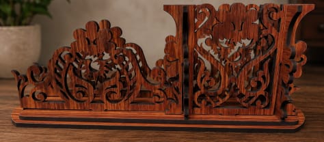 Royal Carved Wooden Desk Organizer