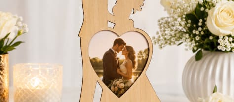 Love Shaped Wooden Wedding Photo Frame