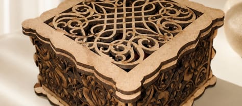 Rose Carved Wooden Jewelry Box - Closed