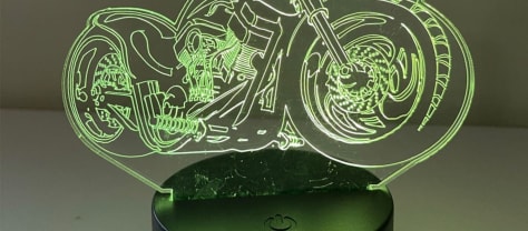 Skull Motorcycle 3D Illusion Lamp