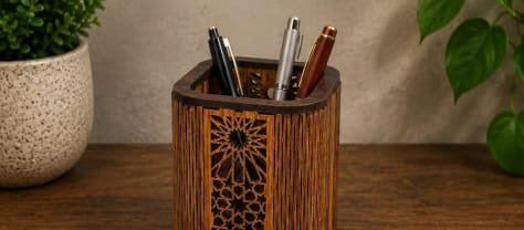 Laser Cut Wooden Pen Stand