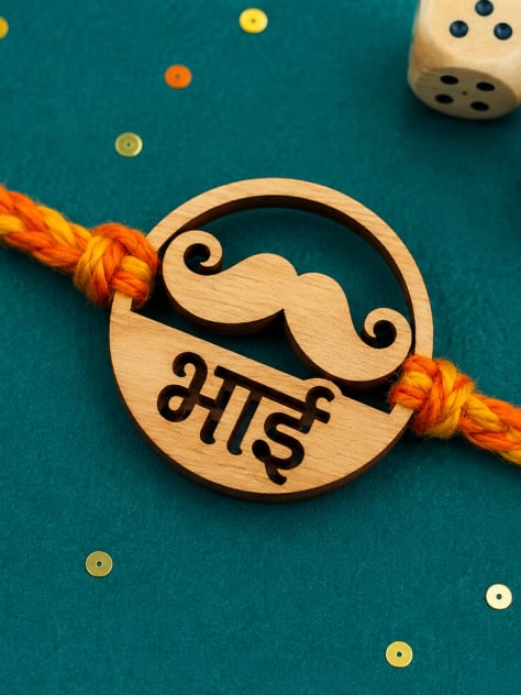 Bhai Mustache Wooden Rakhi