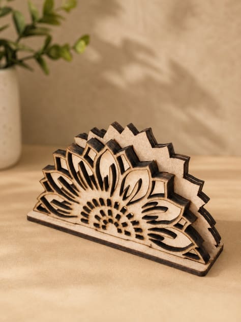 Floral Fan Wooden Napkin Holder