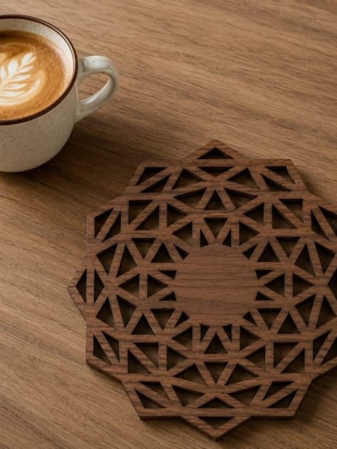 Mandala Star Wooden Trivet