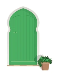 ستيكر Green Door With Plant STK-354