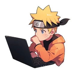 ستيكر Naruto Uzumaki With A Laptop Sticker STK-137