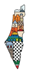 ستيكر Palestine Map Buildings Art STK-246