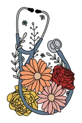 Sticker Stethoscope Flowers STK-324