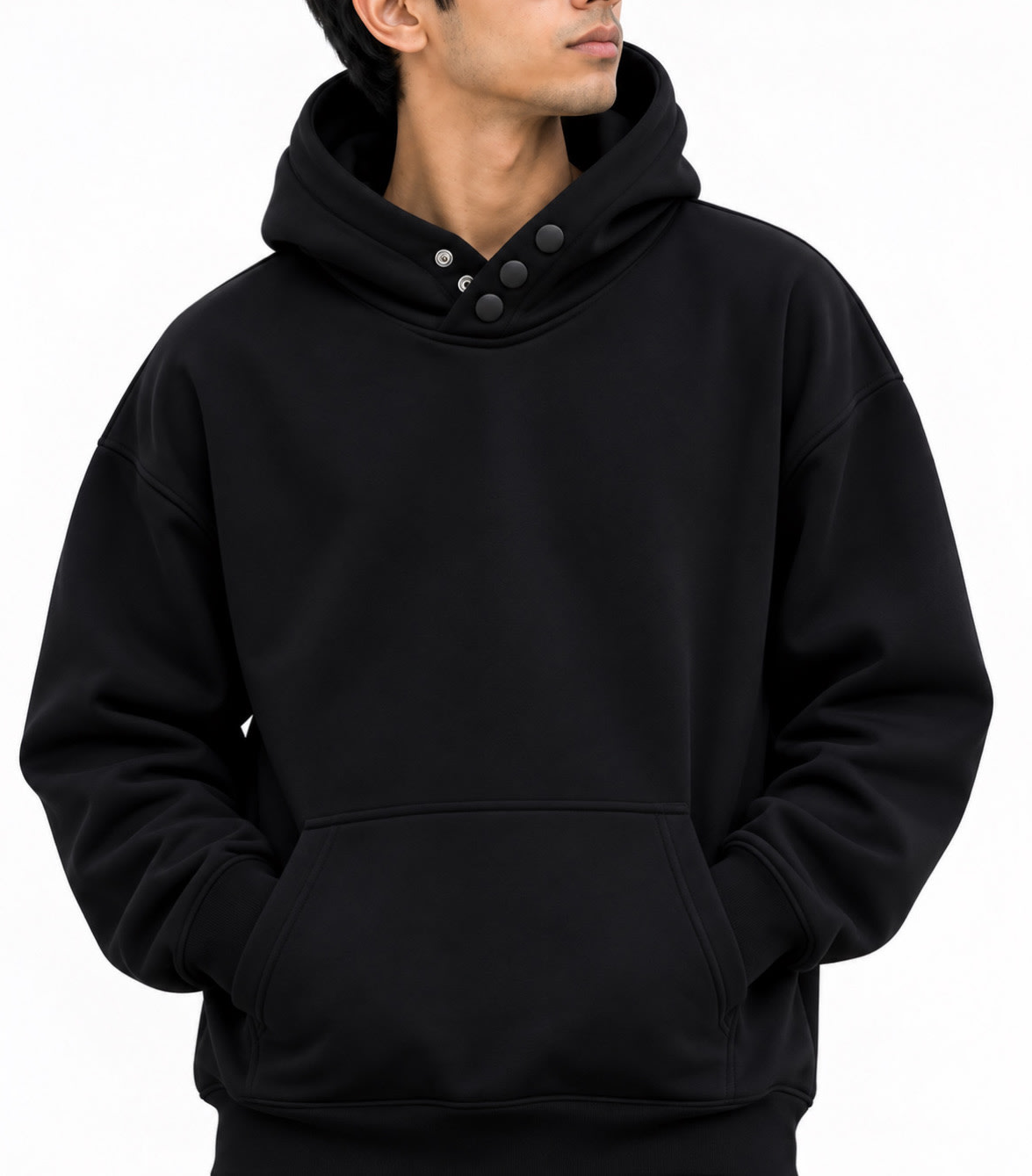 Black Drop Shoulder Hoodie 