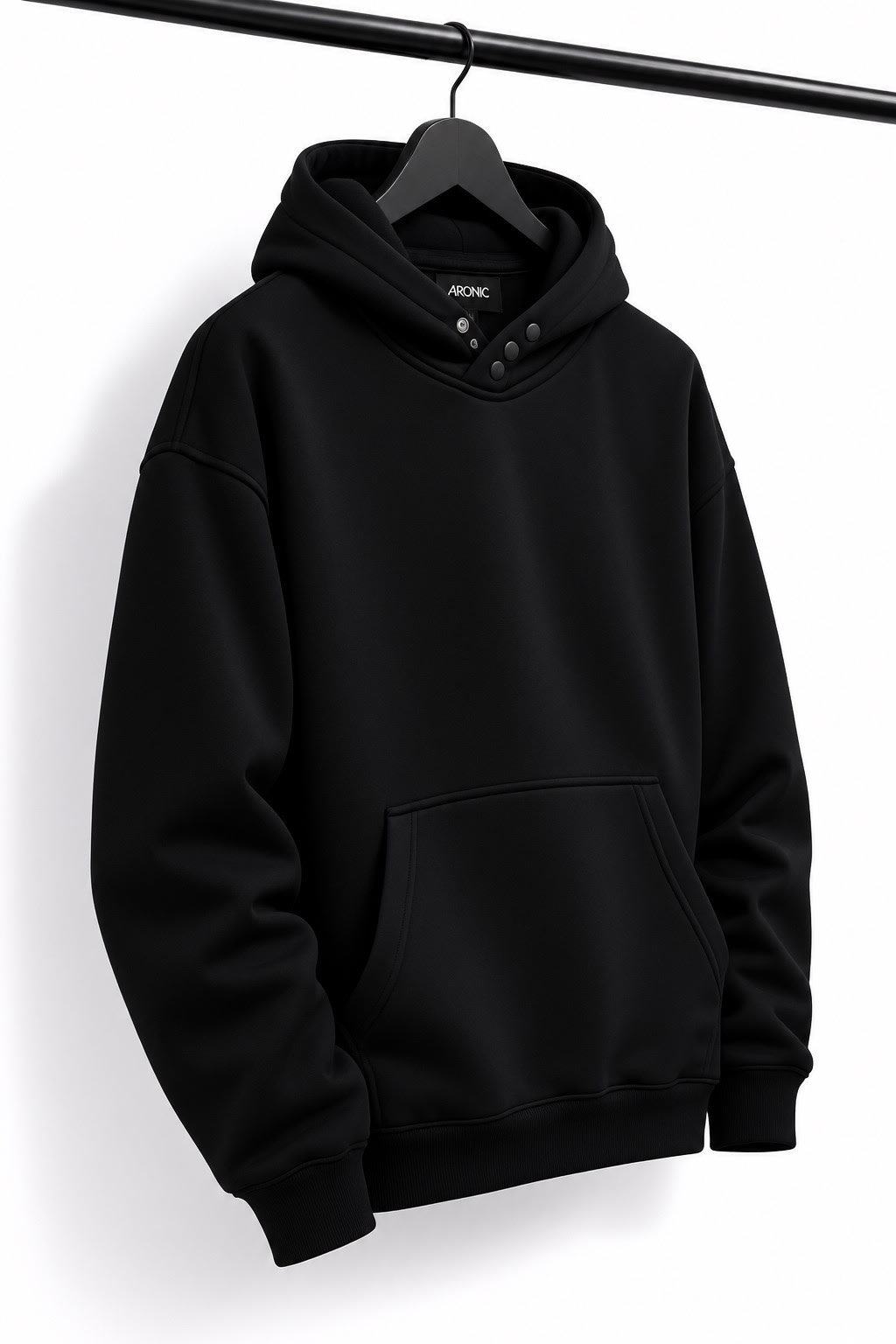 Black Drop Shoulder Hoodie  2