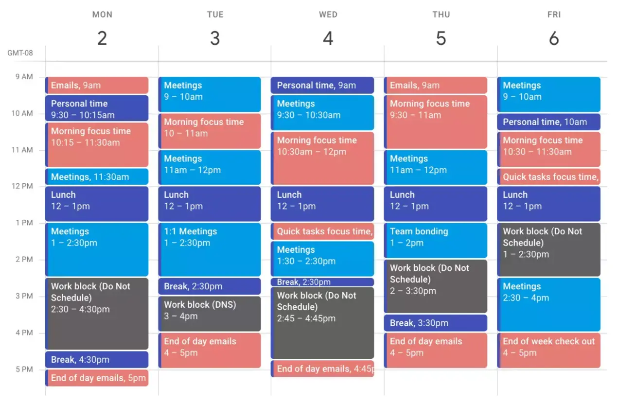 Time blocking technique for getting organized