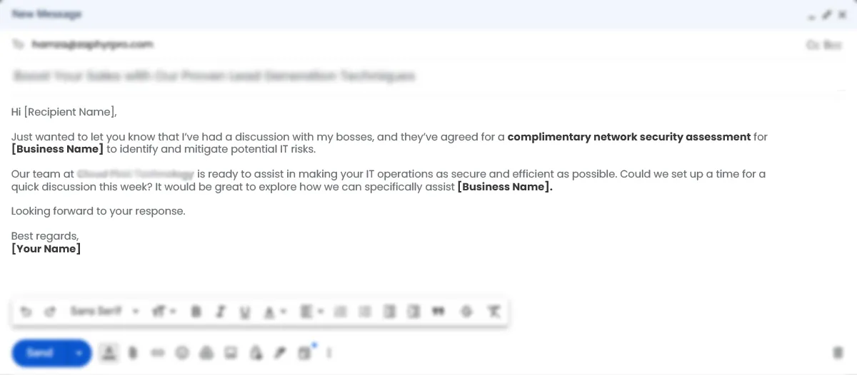 Exclusive Access B2B Cold Email Example