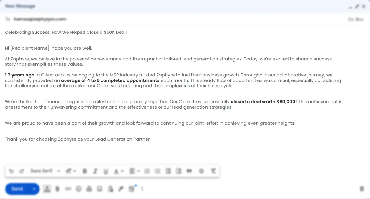 B2B Cold Email Example with Consistent Recognition