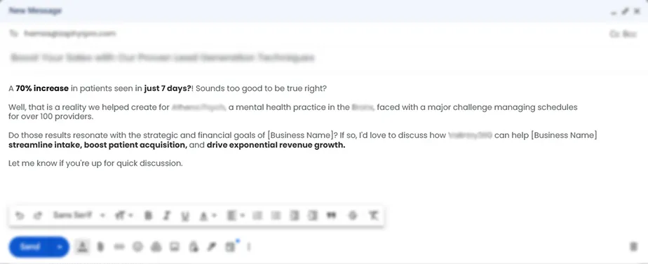 B2B Cold Email Example with Statistics