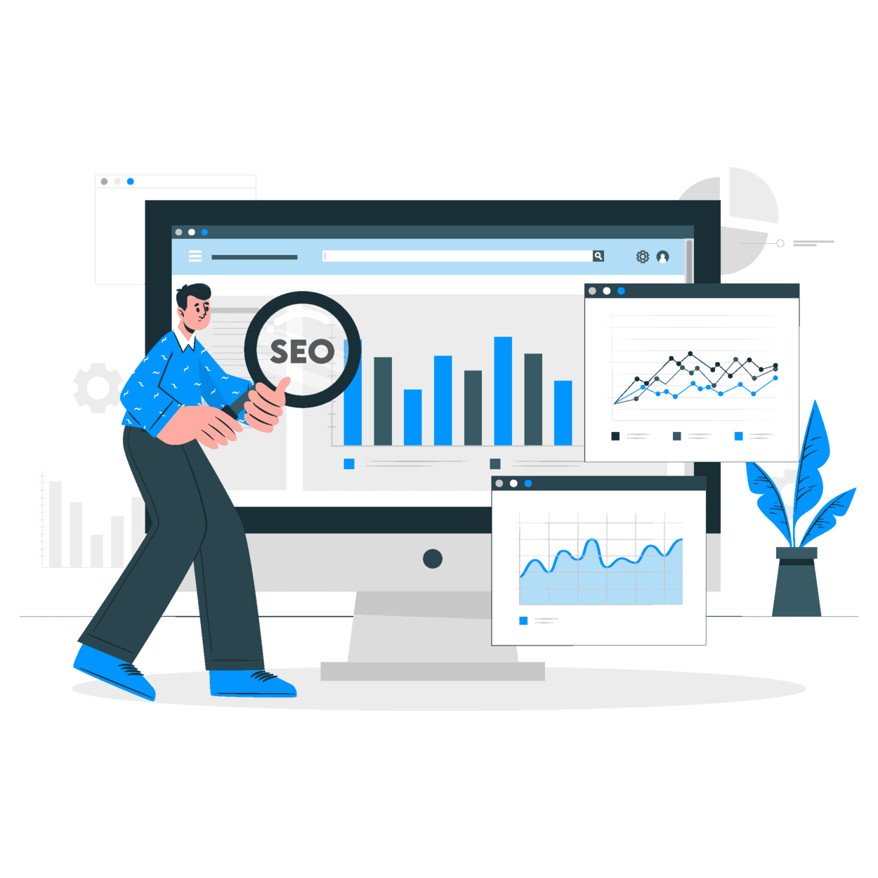 Remote SEO specialist working on website optimization from a virtual workspace